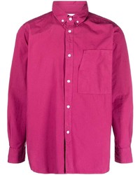 Мужская ярко-розовая рубашка с длинным рукавом с вышивкой от Pop Trading Company