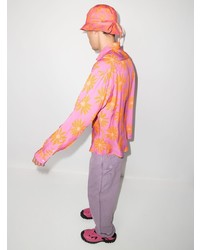 Мужская ярко-розовая рубашка с длинным рукавом с цветочным принтом от Jacquemus