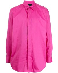 Мужская ярко-розовая рубашка с длинным рукавом от Emporio Armani