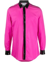 Мужская ярко-розовая рубашка с длинным рукавом от Moschino