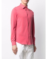Мужская ярко-розовая рубашка с длинным рукавом от Fedeli