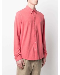 Мужская ярко-розовая рубашка с длинным рукавом от Polo Ralph Lauren