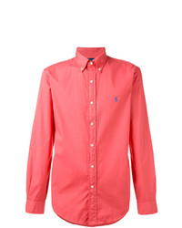 Мужская ярко-розовая рубашка с длинным рукавом от Polo Ralph Lauren