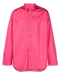 Мужская ярко-розовая рубашка с длинным рукавом от Raf Simons