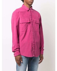 Мужская ярко-розовая рубашка с длинным рукавом от Dondup