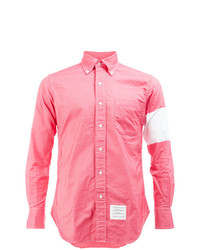 Мужская ярко-розовая рубашка с длинным рукавом от Thom Browne