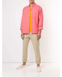 Мужская ярко-розовая рубашка с длинным рукавом от Supreme