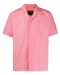 Мужская ярко-розовая рубашка с коротким рукавом в вертикальную полоску от Gitman Vintage