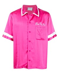 Мужская ярко-розовая рубашка с коротким рукавом с вышивкой от BLUE SKY INN