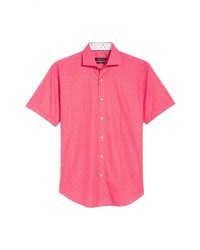 Ярко-розовая рубашка с коротким рукавом с принтом