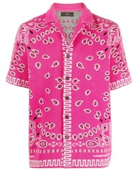 Мужская ярко-розовая рубашка с коротким рукавом с принтом от Alanui