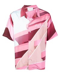Мужская ярко-розовая рубашка с коротким рукавом с принтом от BLUE SKY INN