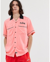 Мужская ярко-розовая рубашка с коротким рукавом с принтом от Dickies