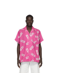 Мужская ярко-розовая рубашка с коротким рукавом с принтом от Gcds