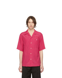 Мужская ярко-розовая рубашка с коротким рукавом от Alexander McQueen