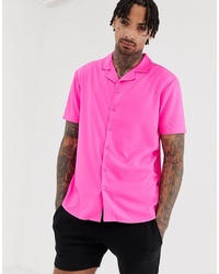 Мужская ярко-розовая рубашка с коротким рукавом от Another Influence