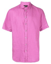 Мужская ярко-розовая рубашка с коротким рукавом от Emporio Armani