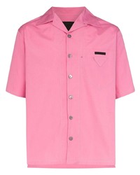 Мужская ярко-розовая рубашка с коротким рукавом от Prada