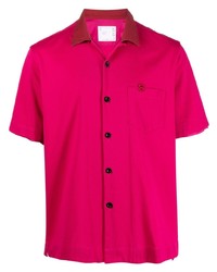 Мужская ярко-розовая рубашка с коротким рукавом от Sacai