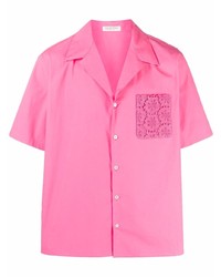 Мужская ярко-розовая рубашка с коротким рукавом от Valentino