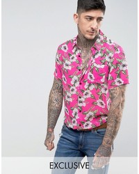 Мужская ярко-розовая рубашка с принтом от Reclaimed Vintage