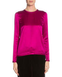 Ярко-розовая сатиновая блузка