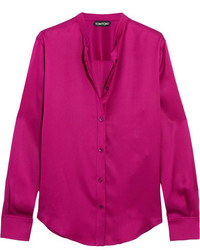 Ярко-розовая сатиновая блузка от Tom Ford