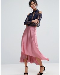 Ярко-розовая сатиновая юбка от Asos