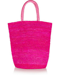 Ярко-розовая соломенная большая сумка от Sensi