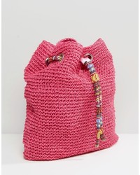 Ярко-розовая соломенная сумка через плечо от South Beach
