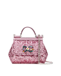Ярко-розовая сумка через плечо с украшением от Dolce & Gabbana