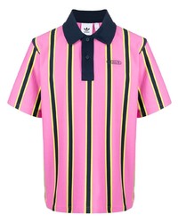 Ярко-розовая футболка-поло в вертикальную полоску