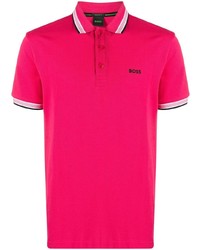 Мужская ярко-розовая футболка-поло с вышивкой от BOSS