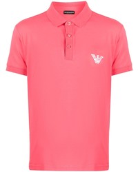 Мужская ярко-розовая футболка-поло с вышивкой от Emporio Armani
