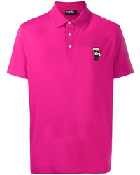 Мужская ярко-розовая футболка-поло с вышивкой от Karl Lagerfeld