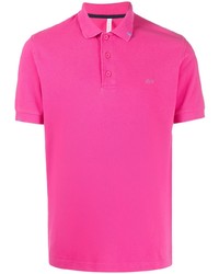 Мужская ярко-розовая футболка-поло с вышивкой от Sun 68