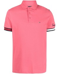 Мужская ярко-розовая футболка-поло с вышивкой от Tommy Hilfiger