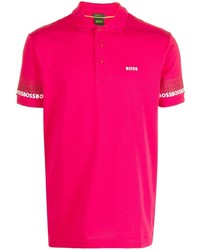 Мужская ярко-розовая футболка-поло с принтом от BOSS