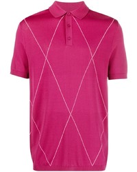 Мужская ярко-розовая футболка-поло с принтом от J. Lindeberg