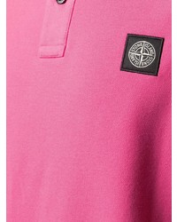 Мужская ярко-розовая футболка-поло от Stone Island