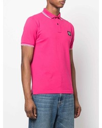 Мужская ярко-розовая футболка-поло от Stone Island