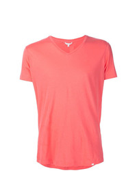 Мужская ярко-розовая футболка с v-образным вырезом от Orlebar Brown