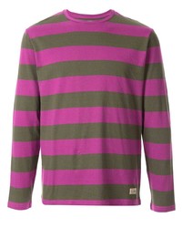 Мужская ярко-розовая футболка с длинным рукавом в горизонтальную полоску от Kent & Curwen