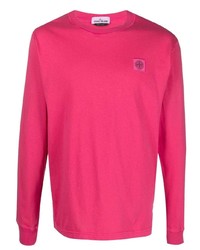 Мужская ярко-розовая футболка с длинным рукавом от Stone Island