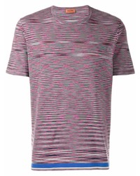 Мужская ярко-розовая футболка с круглым вырезом в горизонтальную полоску от Missoni