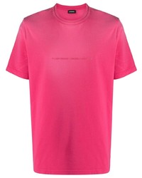 Мужская ярко-розовая футболка с круглым вырезом с вышивкой от Diesel