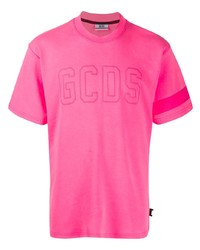 Мужская ярко-розовая футболка с круглым вырезом с вышивкой от Gcds