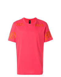Мужская ярко-розовая футболка с круглым вырезом с вышивкой от Omc
