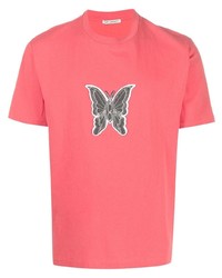 Мужская ярко-розовая футболка с круглым вырезом с вышивкой от Our Legacy