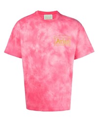 Мужская ярко-розовая футболка с круглым вырезом с принтом тай-дай от Aries